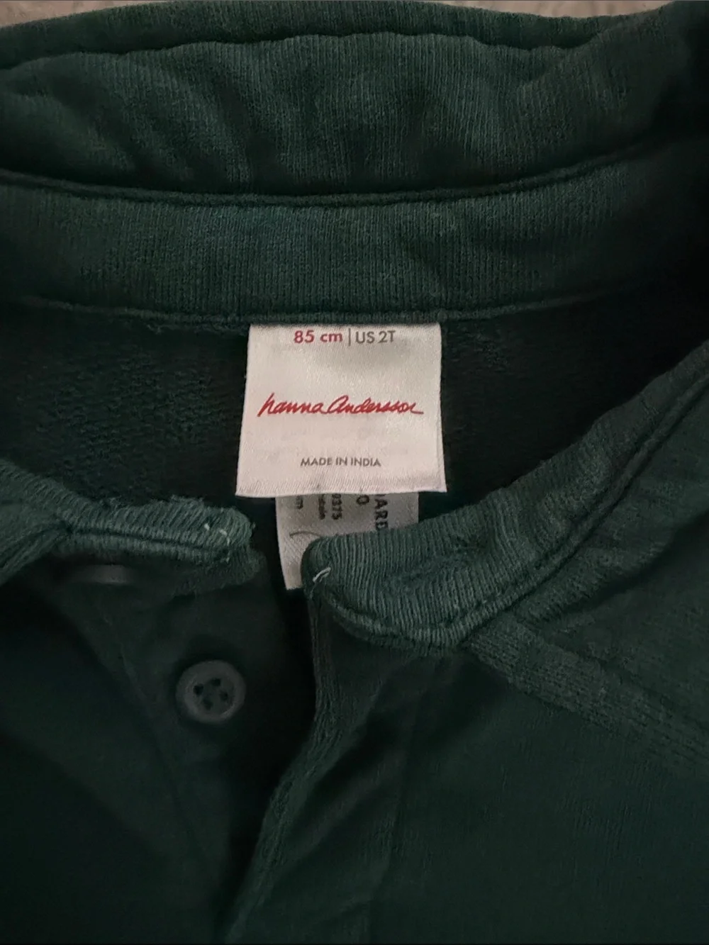 Hanna Andersson Oversized Polo Sweatshirt in Ponderosa Green, size 2T